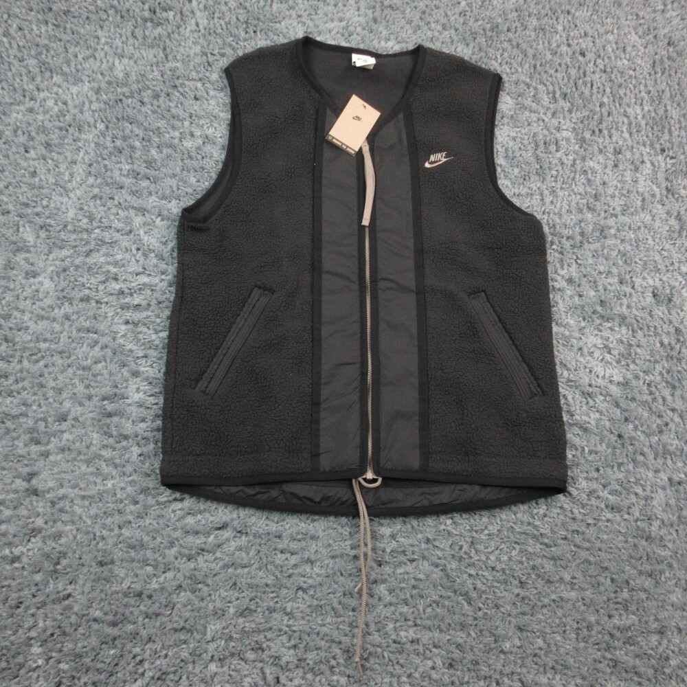 Nike Sherpa Vest Mens Medium Fleece Zip Up Move To Zero DD5025-010 Faux Fur NWT